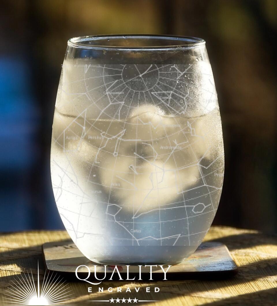 Personalized Night Sky Star Constellation Engraved Glasses