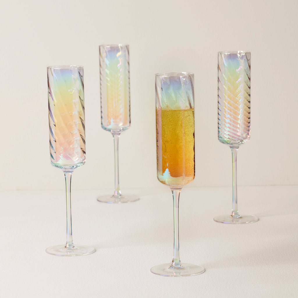 Tuscany Classics Iridescent Flute Glasses - Set Of 4