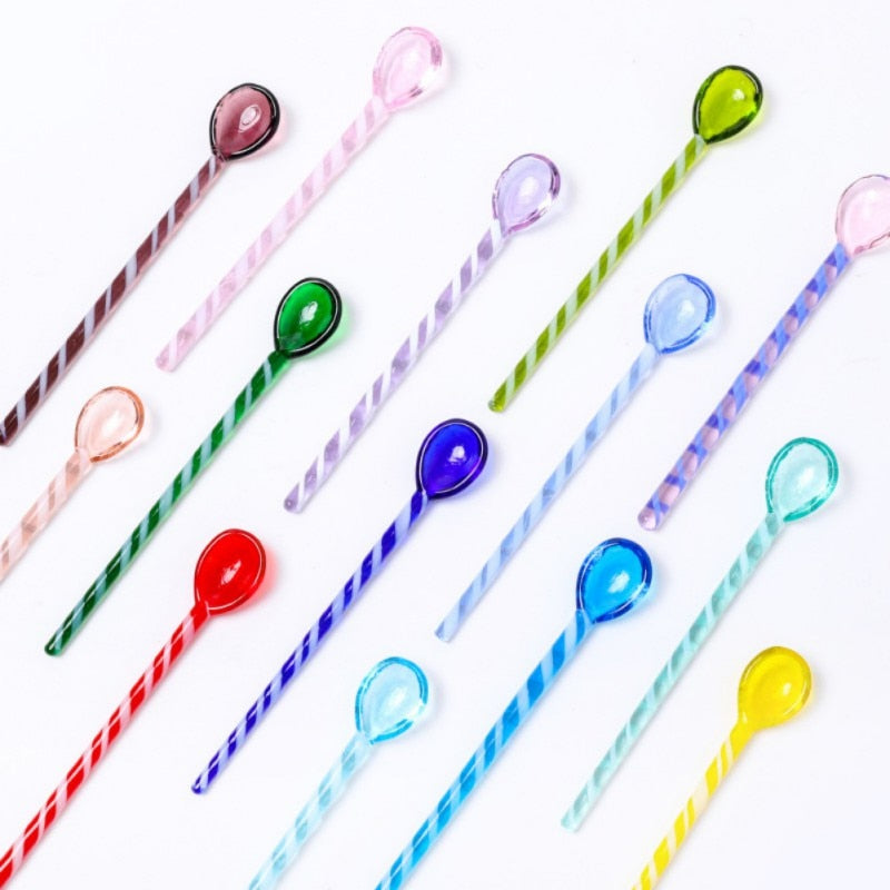 Candy Cane Glass Stirrer Set