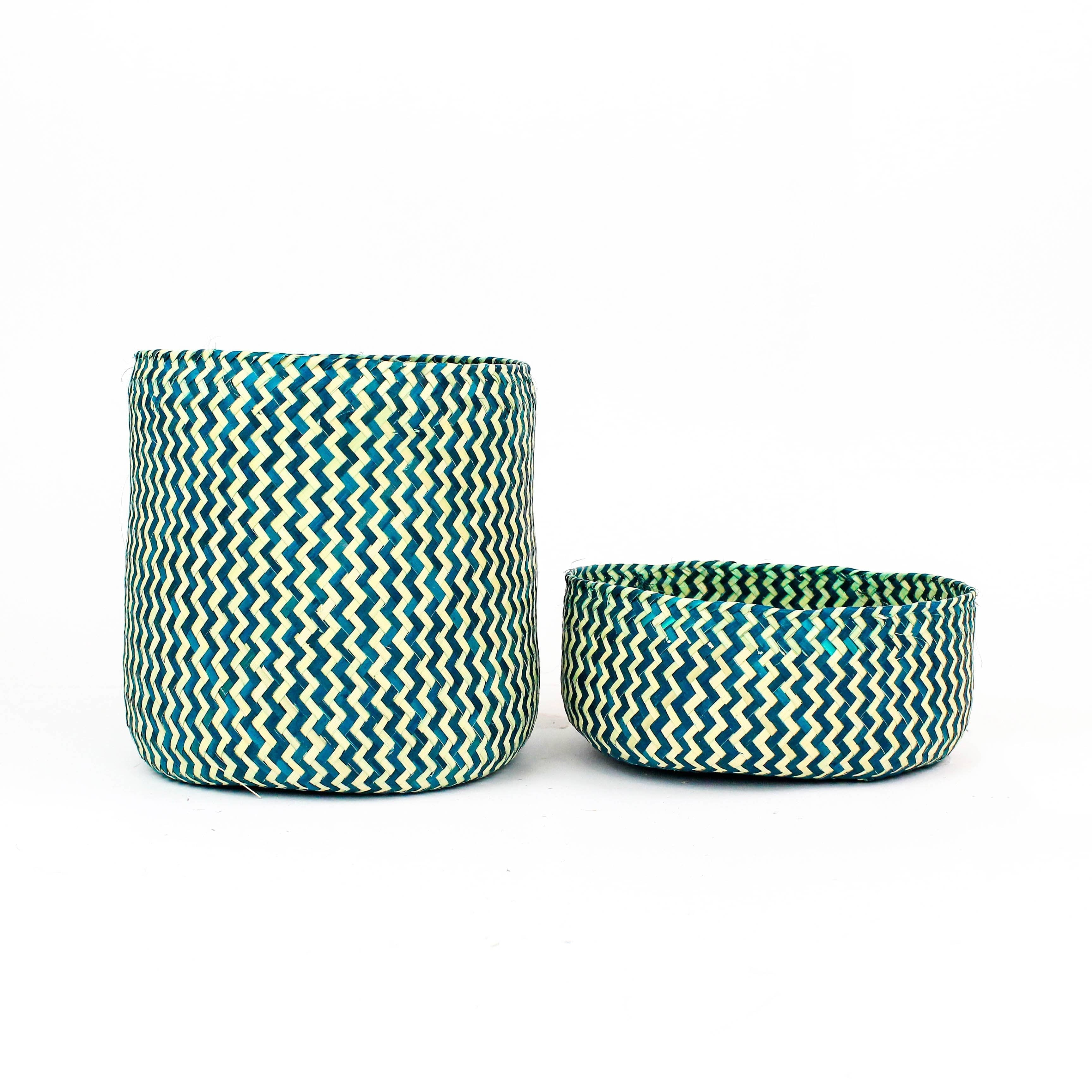 Small Tigre Handwoven Basket - Green