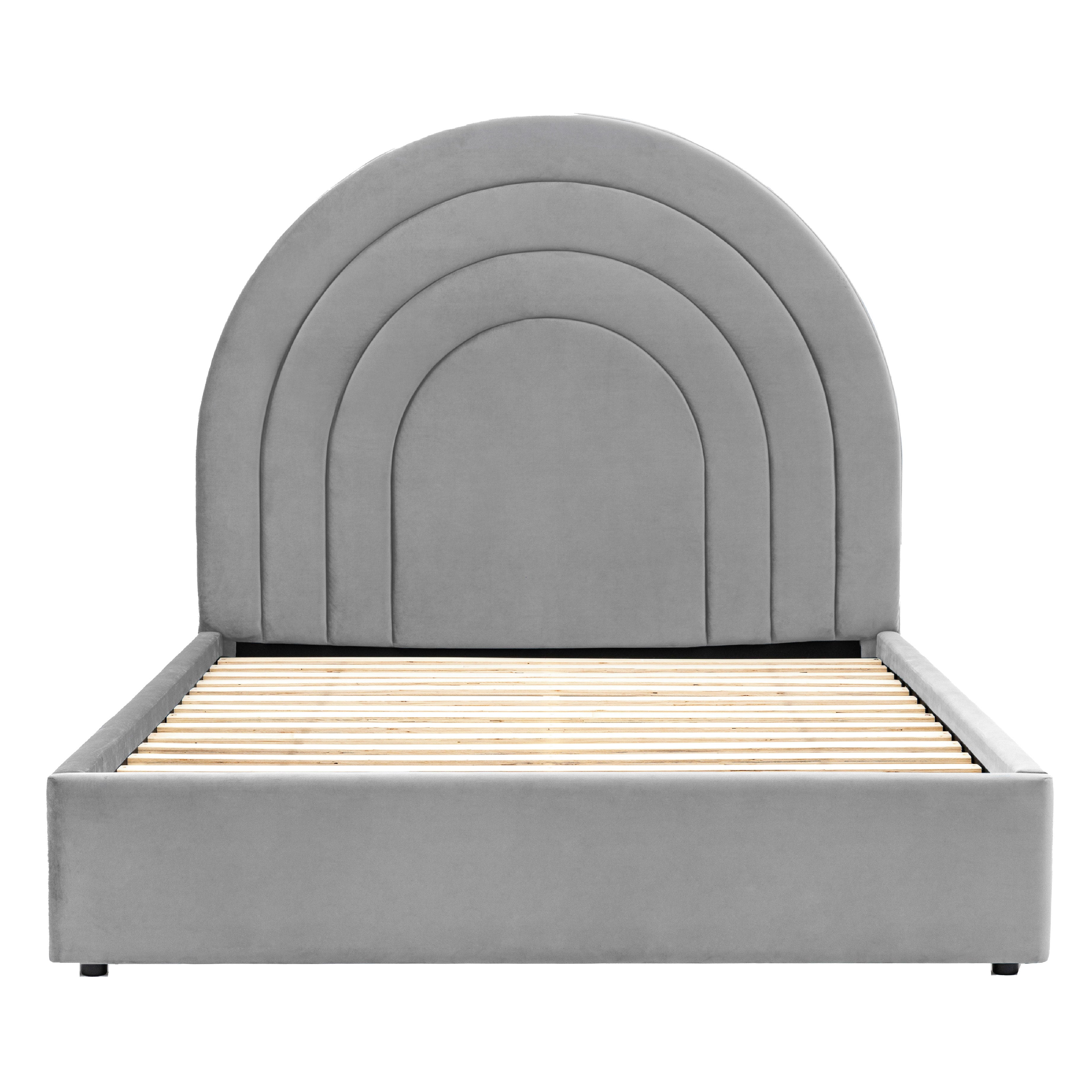 Arch Retro Velvet Bed Frame | Elephant Grey | King Size